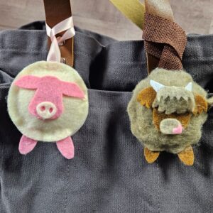 Pig & Harry Cow Tote Bag Fob & Ornament - SVG