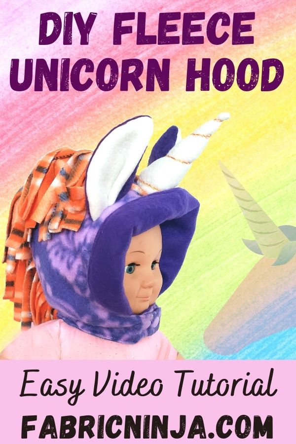 DIY fleece unicorn hood easy video tutorial Fabricninja.com