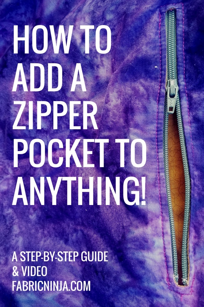 Hand entering purple zipper pocket. How to add a zipper pocket to anything