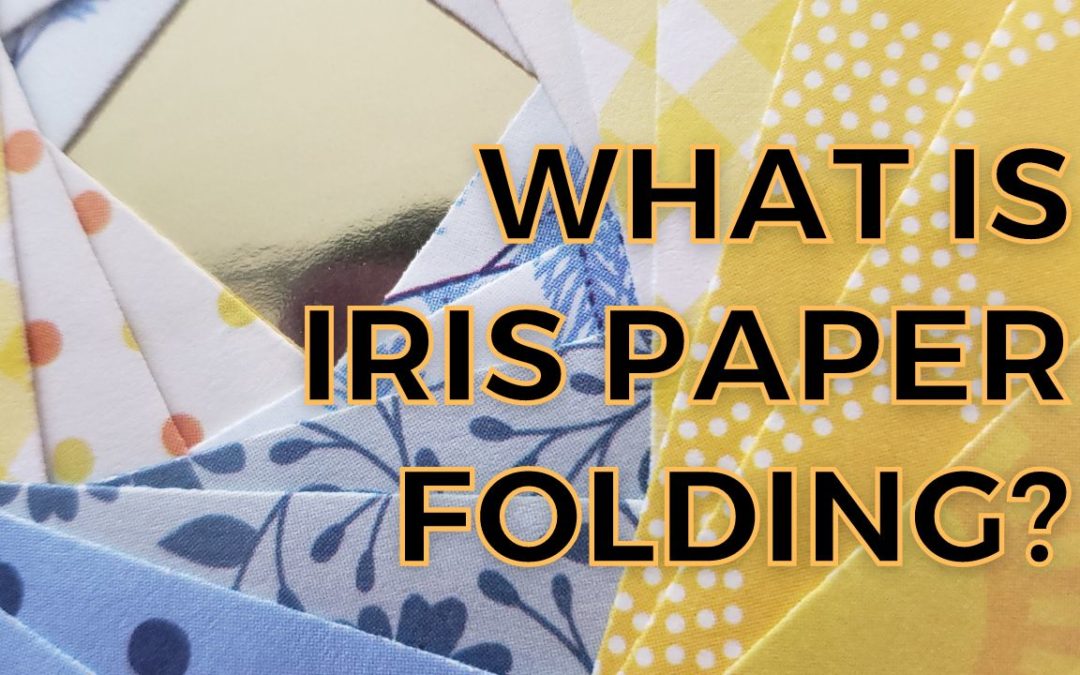what is iris paper folding? C lose up image of yellow and blue paper around a metallic paper center
