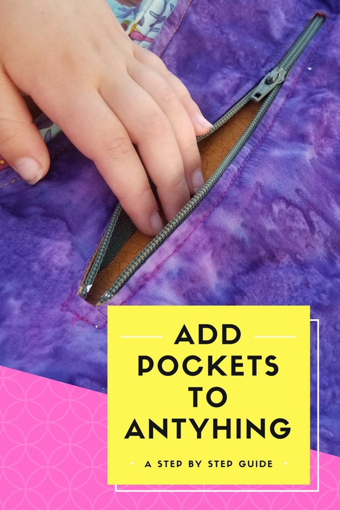 Hand entering purple zipper pocket. Add Pockets to Anything.