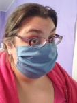 blue diy face mask on alice