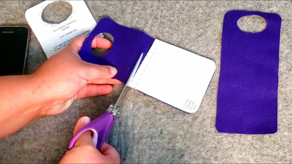 image of purple felt being cut