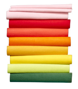 pile of fleece fabric making a rainbow