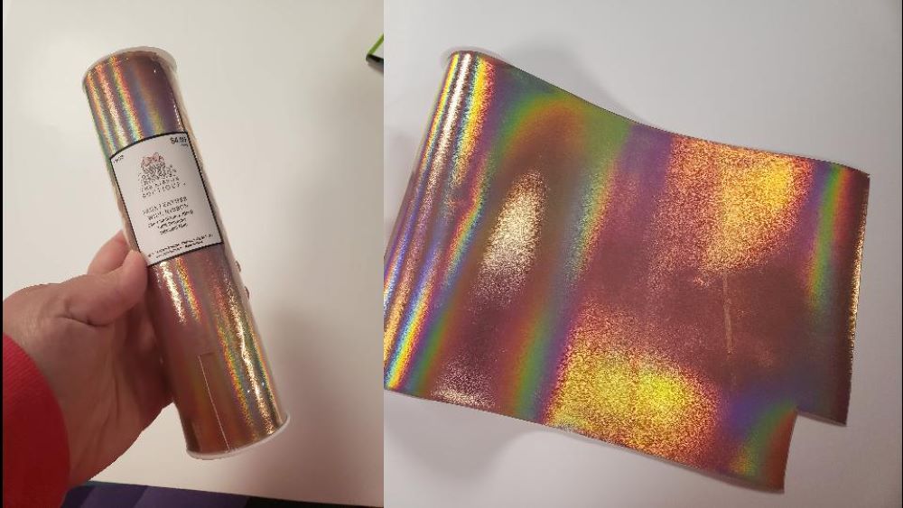 Holographic faux leather ribbon
