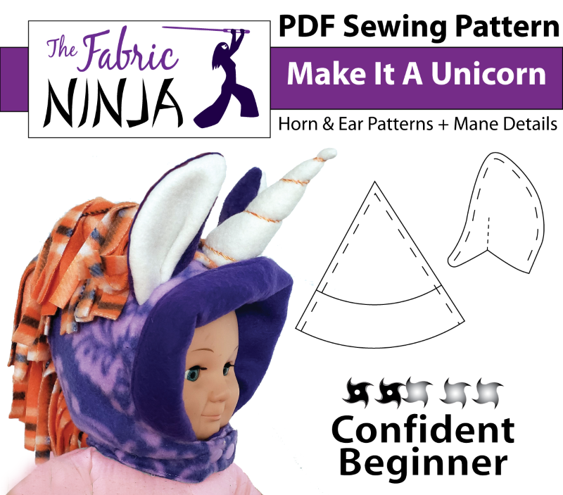 Purple hood with unicorn horn. Make it a unicorn pattern