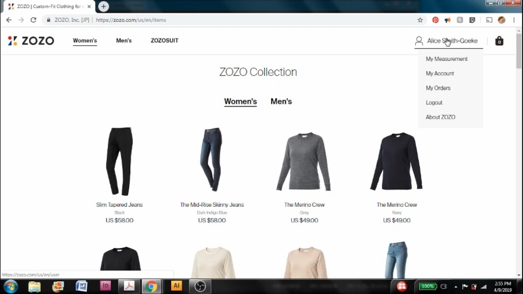 A look at the clothes on the zozosuit website